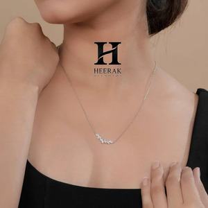 Custom Marquise Cut Moissanite Diamond Pendant 925 Sterling Silver Leaf Cluster <b>Necklace</b> 18K Gold Lab Grown Diamond Jewelry - Product Image 3