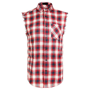 Custom Sleeveless Flannel Shirt OEM Flannel Shirt Manufacturer Button <b>Down</b> Shirts, Muscle Performance Sleeveless Shirts - Product Image 1