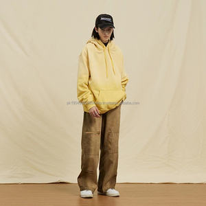 High Quality 350g Heavyweight 100% Cotton Acid Washed <b>Hoodie</b> <b>Oversized</b> <b>Long</b> Sleeve Blank Hoodies - Product Image 3