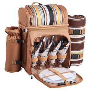 Zaino da Spiaggia e Picnic alla Moda per 4 Persone con Scomparto Termico, Portabottiglie/Stivaletto Vino Staccabile e Luce Integrata - Product Image 6