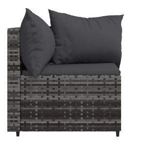 2 pz divani da giardino con angolo in Rattan grigio con cuscini - Product Image 6