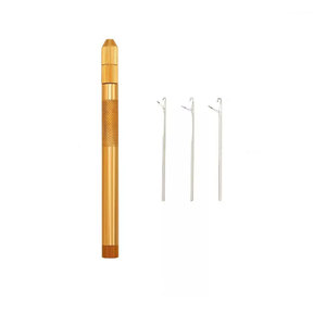 Gold Color Strong Gripped Handle <b>Crochet</b> <b>Hook</b> Loop Needle Threader Loop Pulling Needle for Micro Hair Extensions Tools - Product Image 1