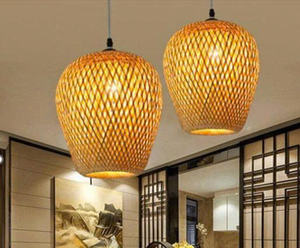 Luminaire suspendu rond en rotin artisanal de luxe, écologique, diamètre 300 mm, épaisseur 10 mm - Product Image 3