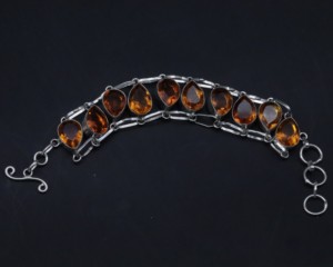 Zircon German Silver <b>Adjustable</b> <b>Bracelet</b> Sparkling Zircon Gemstone Cuff Handmade Fashion Jewelry - Product Image 1