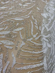 Tela de encaje bordada con cuentas doradas brillantes, malla de tul transparente para vestido de novia, prendas de alta costura, suministros de confección - Product Image 4