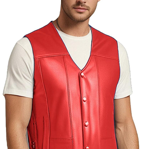 Nuevo Chaleco de Cuero para Hombre, Liso, Transpirable, Color Personalizado, Hecho en Pakistán, Fabricado en Fábrica - Product Image 3