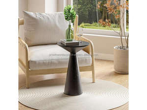 Mesa de Centro Redonda Negra Premium, Mueble Decorativo Elegante para Sala de Estar, Mesa de Pedestal de Diseño Moderno - Product Image 3