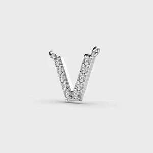 Colgante de Plata de Ley 925 con Inicial V y Moissanita, Chapado en Rodio, con Microincrustaciones, Letra, Joyería Religiosa Hindú, Unisex - Product Image 2