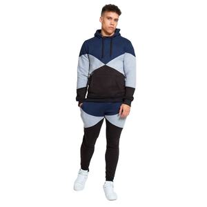 Chándal de rayas de contraste para hombre, ropa de calle, chándal ajustado de dos tonos, Sudadera con capucha, pantalones cortos, conjunto de pantalón para correr, gran oferta - Product Image 1