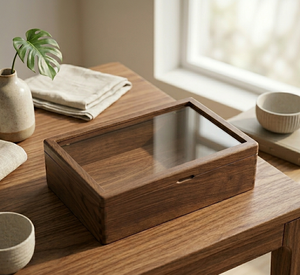 Boîte de rangement en bois avec couvercle coulissant en verre, boîte de présentation de luxe transparente pour les vendeurs FBA et les propriétaires de magasins - Product Image 6