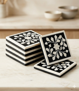 Coaster <b>set</b> of <b>4</b> Mother of Pearl Serving Trays and Coasters Hotels & Restaurant Bone Inlay Kitchenware Mats & Pads - Product Image 1