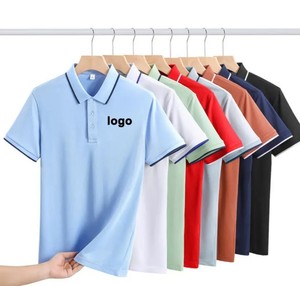 Chemises pour hommes de qualité supérieure en polyester/coton tricoté, unies, à séchage rapide, respirantes, avec logo personnalisé sur le devant, manches courtes, style sportif, vente en gros - Product Image 4