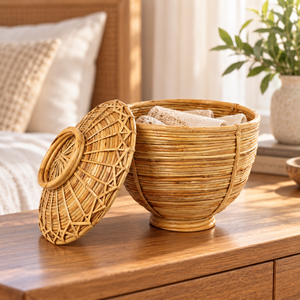 Customizable Handmade Rattan Plant Fiber Flower Pot <b>Planter</b> with Lid Eco-Friendly Not Coated Modern Design for Home Garden Decor - Product Image 4