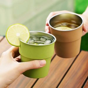 Custom Logo & Colors 8oz Stackable Stainless Steel Durable Beverage <b>Cup</b> Reusable Drinkware for Event Giveaways - Product Image 4