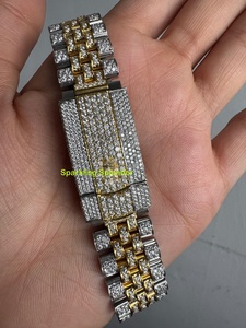 Montre personnalisable pour homme sertie de diamants Moissanite, en acier inoxydable doré, bracelet de 20 mm, montre de luxe tendance Hip Hop pour soirée - Product Image 3