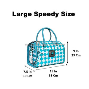 Hand <b>Tooled</b> Cowhide <b>Leather</b> Speedy Bag With Turquoise Concho Checkered Pattern Crossbody Handbags Stylish Travel Duffel Bags - Product Image 2