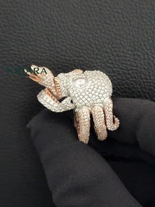 Anillo de Serpiente Unisex de Plata 925 con Diamantes de Oro Rosa, Corte Brillante Redondo, Diamantes Cultivados en Laboratorio, Lujoso, para Uso Diario - Product Image 2