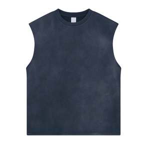 Débardeur homme été haute qualité 100% coton, sans manches, pour sport et gym, effet délavé, streetwear pour homme - Product Image 6
