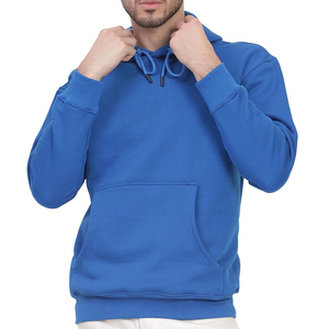 New Solid <b>Blue</b> Color Printed <b>Men's</b> Winter Hoodies Casual Graphic Fleece Pullover Stretch Trendy Pocket 100% Cotton - Product Image 1