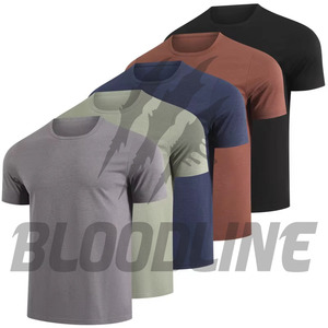 T-shirt en tricot à manches courtes pour homme, couleur unie, coupe décontractée, gris, bleu, marron, noir - Product Image 6