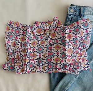 Camisa de Algodón con Estampado Bohemio y Cuello de Color, Ligera, Transpirable, Estilo Formal - Product Image 1