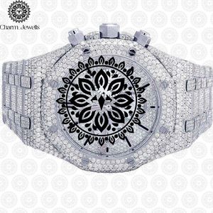 Charm_Jewells Men's Luxury Stainless Steel Watch 43mm Round Case Analog Quartz <b>Chronograph</b> Sapphire Crystal Dial Folding Clasp - Product Image 1