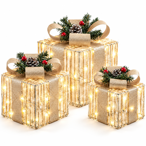 Decoraciones Navideñas 2026, Adornos Artesanales para Árbol de <span class=keywords><strong>Navidad</strong></span>, Lazo para Caja de Regalo que Mejora el Ambiente, Juego de Tres Adornos de Hierro Forjado - Product Image 2