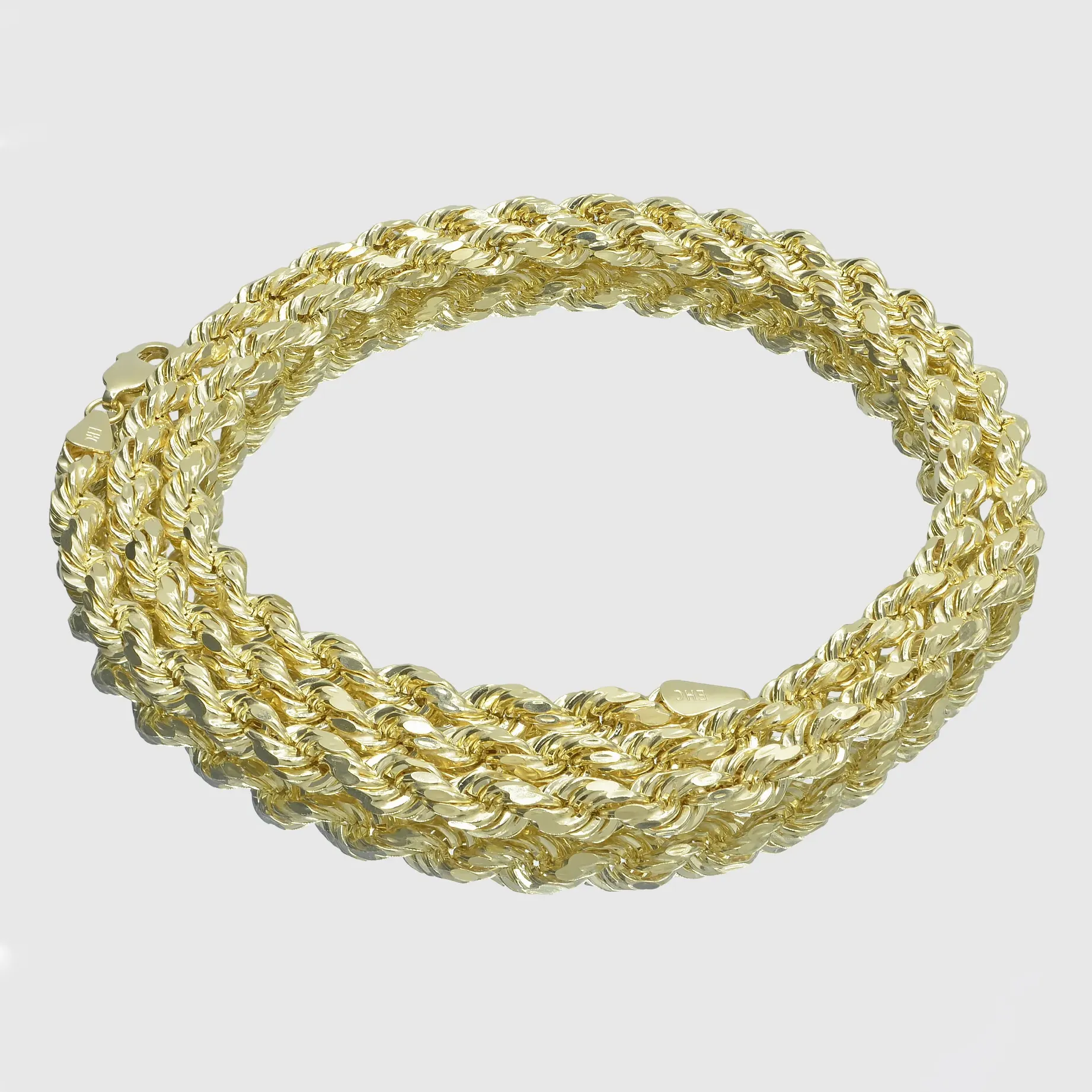Hip Hop Style 3MM Cord Chain Fast Shipping Shine Brightly 10K 14K 18K Solid Gold Twisted Rope Chain Fine Jewelry Necklace