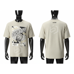 เสื้อยืดแขนสั้นสีเทาพิมพ์ลายบาสเก็ตบอล คอกลม สไตล์ลำลองสำหรับผู้ชาย - Product Image 4