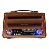 ELETREE R-3299BT, haut-parleur Bluetooth rétro en bois, radio FM/AM/SW, radio portable rechargeable avec poignée, alimentation AC/DC, USB, TF