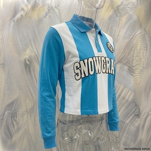 Camiseta de Fútbol SNOWGRACE de Manga Larga a Rayas, Logotipo Bordado, Cuello Camisero, Unisex para Adultos, Transpirable, de Poliéster - Product Image 2