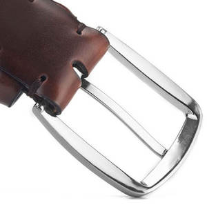 Cinturón KIVOTECH de Cuero Genuino, Piel de Vaca, Color Marrón Sólido, Hebilla Rectangular Plateada, Cinturón Formal para Hombre - Product Image 3