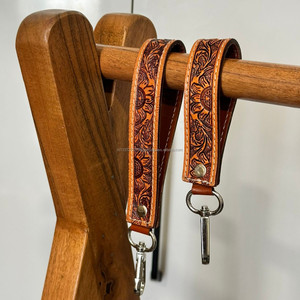 Nouveau ensemble de porte-clés en cuir de bracelet usiné de luxe marron élégant porte-clés personnalisé-clé de voiture de cow-girl - Product Image 2