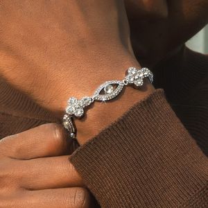 Bracelet unisexe de luxe plaqué or, style hip-hop, avec diamants taille brillant ronde, design tennis, idéal pour un cadeau - Product Image 4