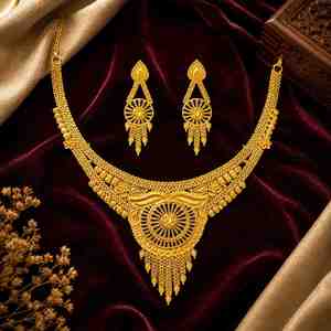 Juego de Joyería de Latón Chapado en Oro de 14K, 18K, 24K, Collares Cortos con Diseño Tradicional, Estilo Dubái, Venta al Por Mayor - Product Image 2