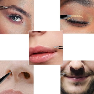 Pinzas para Cejas de Acero Inoxidable Plasma Gold, Diseño Puntiagudo e Inclinado, Reutilizables, Duraderas, para Depilación y Modelado de Cejas - Product Image 4