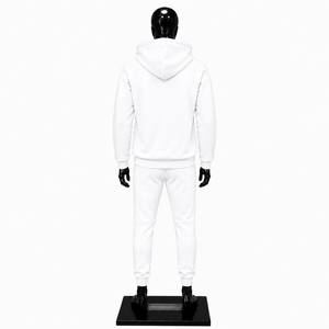 Ensemble de survêtement blanc à capuche pour homme, veste zippée intégrale et pantalon de jogging, vêtements de sport décontractés, tenue de sport personnalisée, streetwear, vente en gros, entraînement - Product Image 2