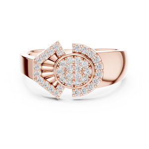 Luxury Rose <b>Gold</b> Diamond Halo Statement <b>Ring</b> for Men & Women | Elegant Designer <b>Cocktail</b> Engagement Jewelry <b>Ring</b> - Product Image 3