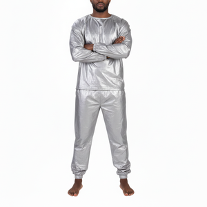 Combinaison de sudation fitness à prix de gros direct usine, avec revêtement argenté, taille élastique, respirante et extensible dans les quatre sens, pour la perte de poids - Product Image 1