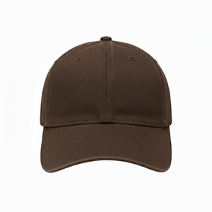 Casquette de baseball unisexe personnalisée marron à 5 panneaux, style K-Frame, bicolore, visière incurvée, structurée, avec logo brodé en 3D, en tissu éponge vierge - Product Image 1