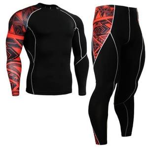 Ensemble de compression sportif personnalisé à manches longues pour hommes – Vente en gros – Collants de course et d'entraînement – Tenue de fitness compressive - Product Image 1