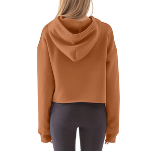 Crop top uni pour femme, coupe classique, sweat-shirt en molleton de coton, sweat-shirt à manches longues de haute qualité - Product Image 3