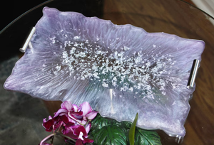 Handmade Purple Resin Tray with Silver Flakes Modern Design Wedding & Diwali Decorative Vanity Tray by Perfect Enterprises - Product Image 5