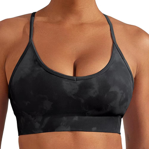 Soutien-gorge de sport blanc en maille pour femme, bretelles réglables, extensible dans quatre directions, soutien moyen, respirant, sans coutures, pour fitness et entraînement - Product Image 4