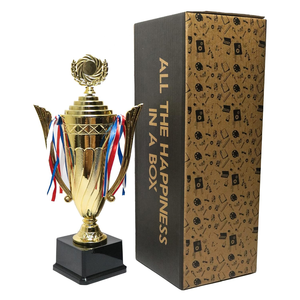 Trofeo de Campeonato Premium Dorado con Cintas y Base Negra, Premio para Competiciones Deportivas, Eventos y Ceremonias - Product Image 5