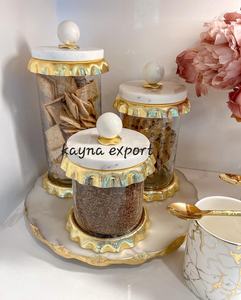 กระป๋องสแตนเลสพร้อมหูจับและฐานโลหะชุบทอง ฝาปิดปลอดภัยต่ออาหาร เป็นมิตรกับสิ่งแวดล้อม สำหรับเก็บเครื่องเทศและอาหาร - Product Image 3