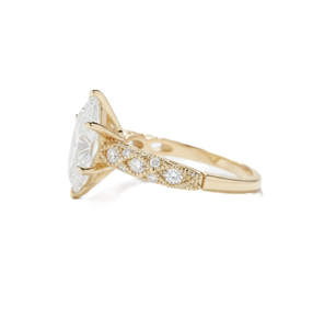 แหวนเพชรทรงมาร์คีส์เพาะเลี้ยงในห้องปฏิบัติการ แบบหนามเตยเพชรเดี่ยว ประดับเพชรแบบพาเว่ วงแหวนทองคำแท้ 10K 14K 18K แบบครึ่งวงนิรันดร์ สำหรับงานแต่งงาน - Product Image 3