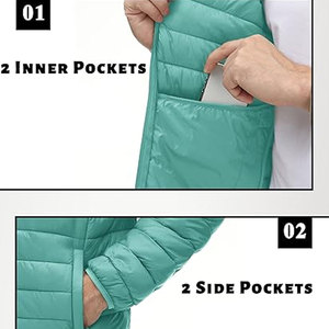 <b>Mens</b> Quilted Puffer <b>Jacket</b> with Hood Lightweight & Insulated Coat <b>for</b> Fall Winter and Outdoor Wear Custom Color Puff Print - Product Image 4