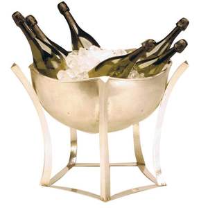 Cubetas de vino grandes de acero inoxidable con diseño atractivo para enfriar champán, base de pedestal, cubitera, perfectas para eventos y fiestas - Product Image 5