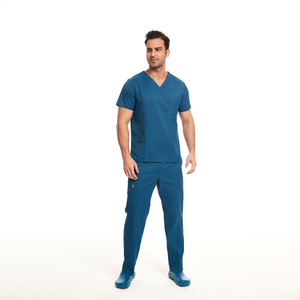 OEM Men Medical Scrub Uniform Cotton Worsted Fabric <b>Doctor</b> <b>Set</b> Custom Hospital Clothing Design Mens Scrub Suits Customized - Product Image 1